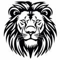 Black And White Lion Head Vector - Unique Junglecore Design Royalty Free Stock Photo