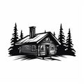 Black And White Log Cabin Design: Cabincore Inspired Graphic Art