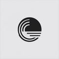 Black and white logo with a circle and a wave Royalty Free Stock Photo