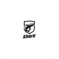 Simple Emblem Shark Logo Design Template