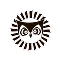 Black and white logo of eagle owl. Emblem design