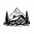 Vintage-inspired Mountain Cabin Graphic Design