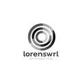 Black and white logo featuring concentric circular lines in increasing thickness, creat Royalty Free Stock Photo