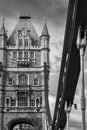 Black and White London Tower Bridge on the River Thames Royalty Free Stock Photo