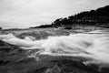 Black and white long exposure of river flowing