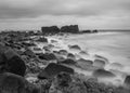 Black and white , long exposure of sea and rocks on the black sea coast Royalty Free Stock Photo