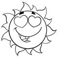 Black And White Love Sun Cartoon Mascot Character. Royalty Free Stock Photo