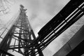 Black and white electrical line tower Royalty Free Stock Photo