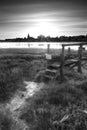 Beautiful black and white low tide landscape of Bosham Harbour w Royalty Free Stock Photo