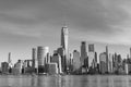 Black and White Lower Manhattan New York City Skyline along the Hudson River Royalty Free Stock Photo