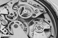 Black and white macro photo metal clockwork Royalty Free Stock Photo