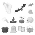 Black and white magic monochrome icons in set collection for design. Attributes and sorceress accessories vector symbol