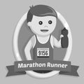 Black and white male marathon runner in emblem Royalty Free Stock Photo