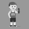 Black and white male marathon runner holding a water bottle