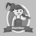 Black and white male plumber in emblem Royalty Free Stock Photo