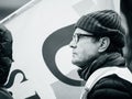 Black and white male portrait of protestor at second demonstration against the