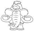 Black And White Mammoth Cartoon Character Royalty Free Stock Photo