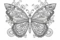 Black and white mandala butterflies to color. Ai generative