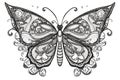 Black and white mandala butterflies to color. Ai generative