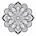 Minimalistic Mandala Flower Print Template With Clean Line Art