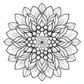 Intricate Flower Coloring Page With Geometric Leaves