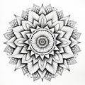 Black And White Mandala Diy Tattoo Artwork: Detailed Flower Patterns Royalty Free Stock Photo