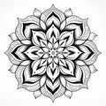 Black And White Mandala Flower: Contoured Shading Coloring Page