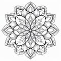 Black And White Mandala Flower Design Coloring Page