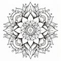 Detailed Mandala Flower Coloring Page In Tattoo Style Royalty Free Stock Photo