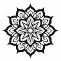 Black And White Mandala Flower Drawing Page - Simplistic Vector Art