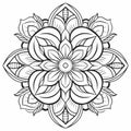 Black And White Mandala Flower: Symmetrical Pattern Coloring Page Royalty Free Stock Photo
