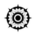 Black and White Mandala with Leaf Motifs and Compass Rose Elements Royalty Free Stock Photo