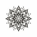 Minimalistic Mandala Flower Print On White Background