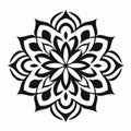 Eye-catching Black And White Flower Logo Mandala In Bold Stencil Style