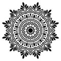 Black and white Mandala Vector.Circular geometric element illustration.