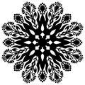 Black and white Mandala Vintage swirl Floral Center Design White Background. Royalty Free Stock Photo