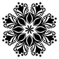 Mandala floral pattern black and white.Vintage swirl Floral Center Design. Royalty Free Stock Photo