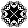 Black and white Mandala Vintage swirl Floral Center Design White Background. Royalty Free Stock Photo