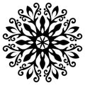 Black and white Mandala Vintage swirl Floral Center Design White Background. Royalty Free Stock Photo