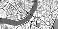 Black and white map. City center roads monochrome scheme. Hand drawn town graphic template, navigational plan. Urban