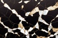 a black and white marble pattern with gold foiling on it\'s surface