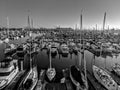 Black and White Sailboat Marina Royalty Free Stock Photo