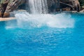 Giant splash of water made by Orcinus Orca, Killer Whale Breaches the water at aquarium in San Diego Sea World California Royalty Free Stock Photo