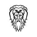 Hercules Wearing Lion Skin Head Mascot Black and White
