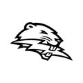 North American Beaver Biting Lightning Bolt Mascot Black and White Royalty Free Stock Photo