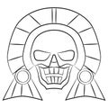 Black and white Mask Aztec ancestors of Mexico on a white background