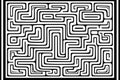 a black and white maze design with a square in the middle