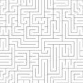 Black and white maze seamless pattern. A big challenge game. Linear square ornament. Print for textiles, packaging. Vector