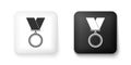 Black and white Medal icon isolated on white background. Winner symbol. Square button. Vector