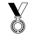 Black and white medal with ribbon. Vector